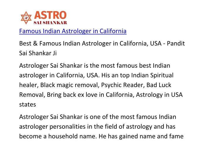 famous indian astrologer in california