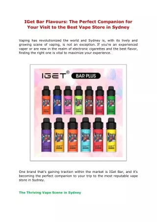 IGet Bar Flavours The Perfect Companion for Your Visit to the Best Vape Store in Sydney