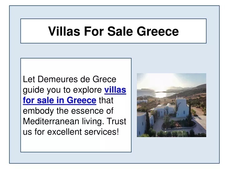 villas for sale greece
