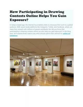 How Participating in Drawing Contests Online Helps You Gain Exposure