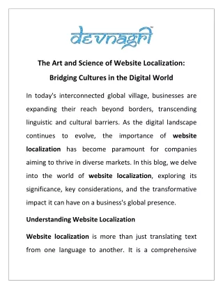 the art and science of website localization