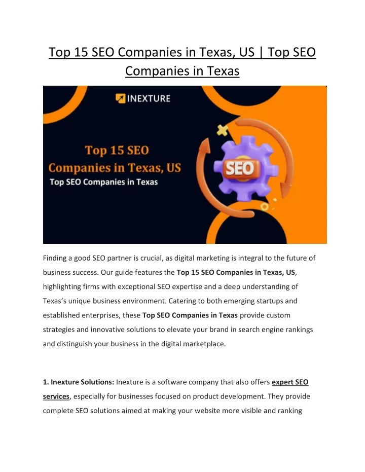 top 15 seo companies in texas