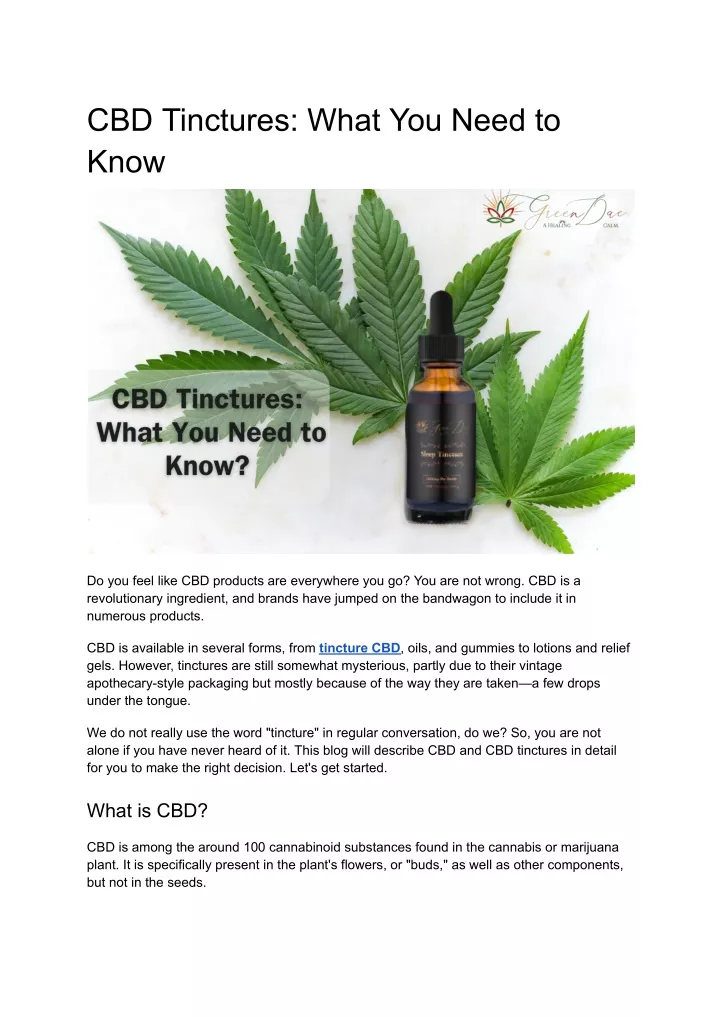 cbd tinctures what you need to know