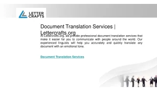 Document Translation Services | Lettercrafts.org