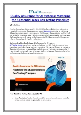 Quality Assurance for AI Systems- Mastering the 5 Essential Black Box Testing Principles