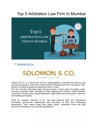 Top 5 Arbitration Law Firm In Mumbai