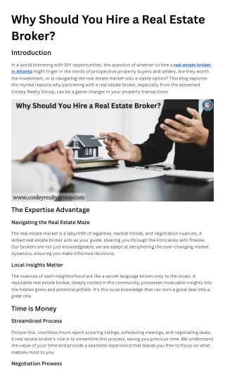 Why Should You Hire a Real Estate Broker