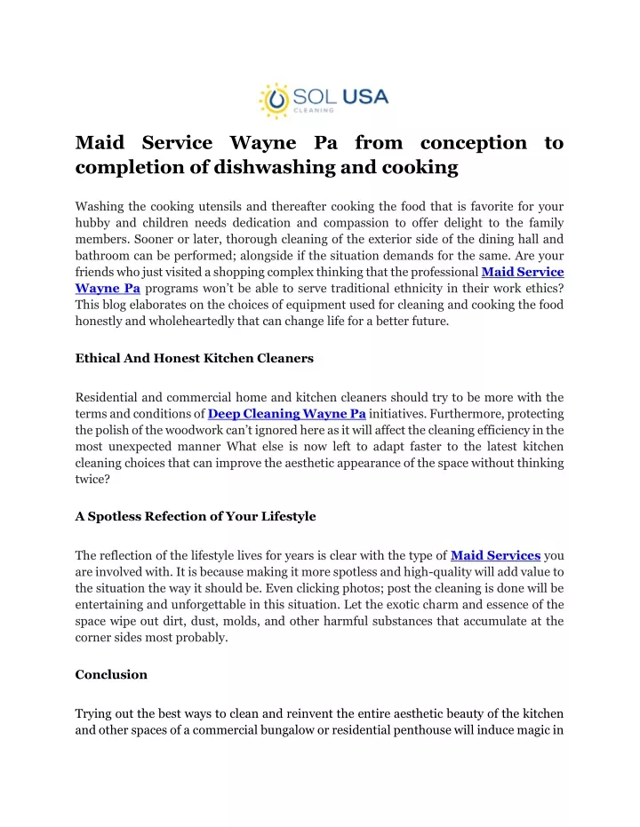 maid service wayne pa from conception