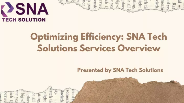 optimizing efficiency sna tech solutions services