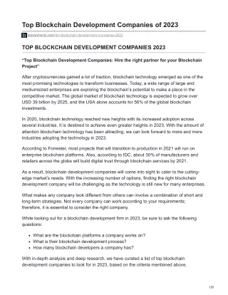Top Blockchain Development Companies of 2023