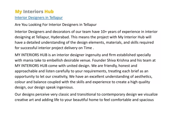 interior designers in tellapur