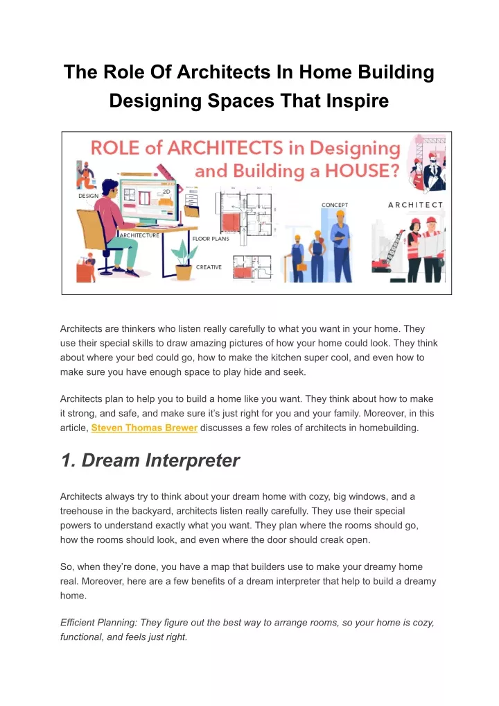 the role of architects in home building designing