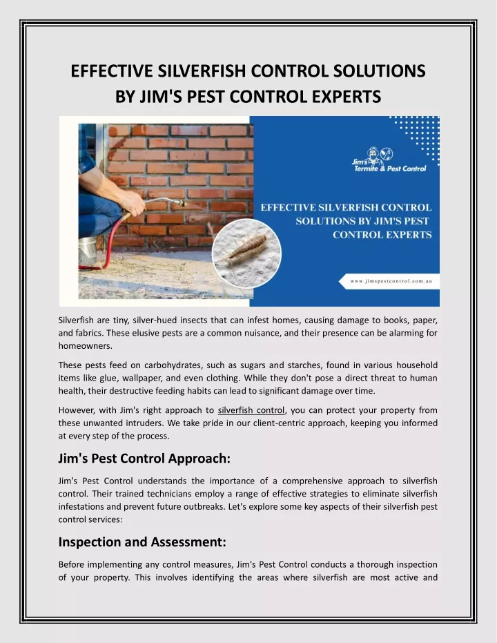 effective silverfish control solutions