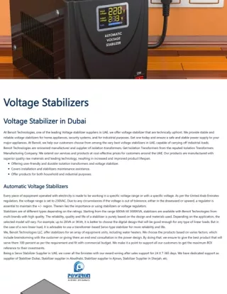 Voltage Stabilizer in Dubai