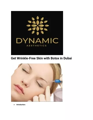 Get Wrinkle-Free Skin with Botox in Dubai