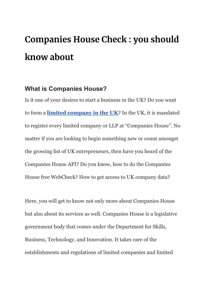 companies house check you should