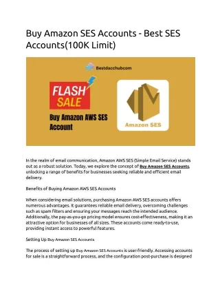 Buy Amazon SES Accounts - Best SES Accounts(100K Limit)