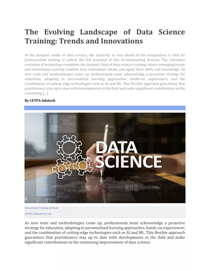 PPT - The Evolving Landscape of Data Science Training Trends and Innovations PowerPoint 