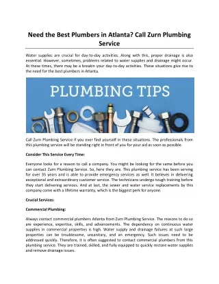Need the Best Plumbers in Atlanta Call Zurn Plumbing Service (1)