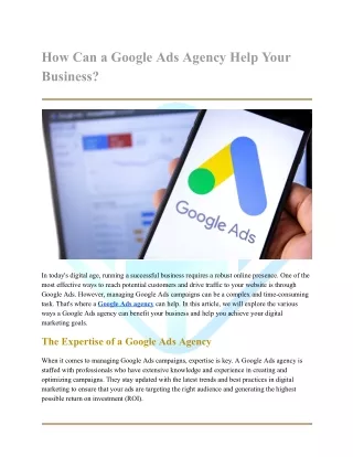 How Can a Google Ads Agency Help Your Business