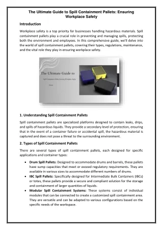 The Ultimate Guide to Spill Containment Pallets Ensuring Workplace Safety