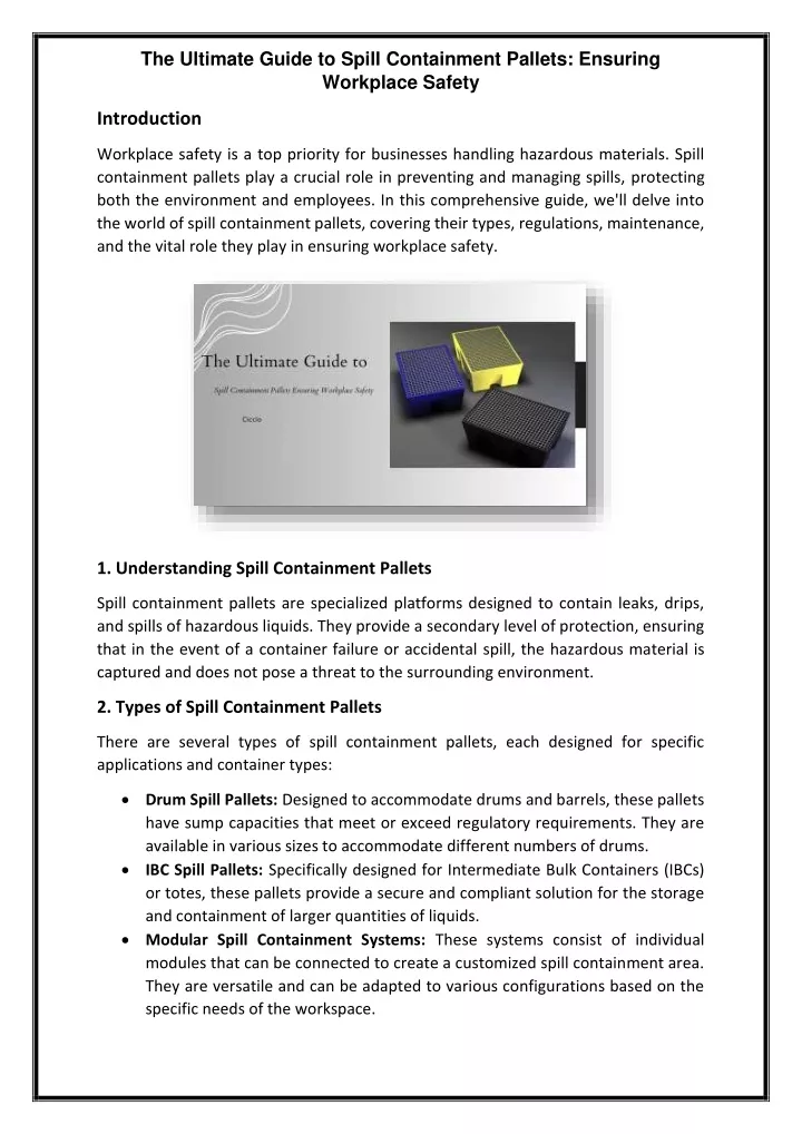 the ultimate guide to spill containment pallets