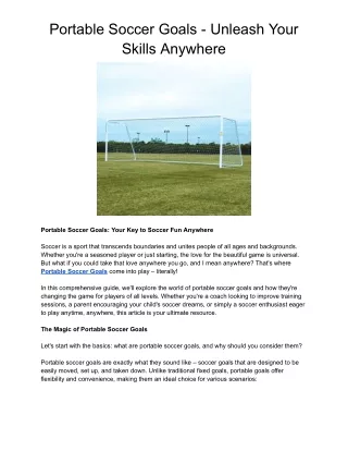 Portable Soccer Goals - Unleash Your Skills Anywhere
