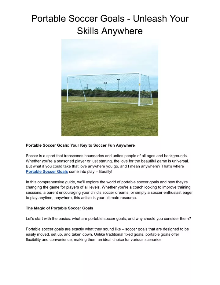 portable soccer goals unleash your skills anywhere
