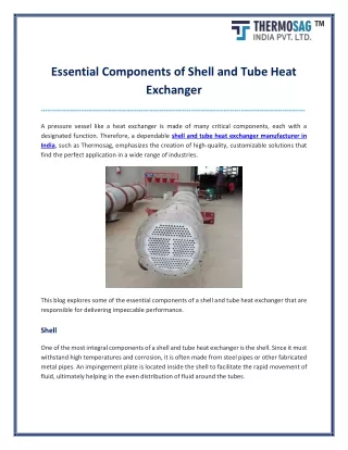 A Brief on Shell & Tube Heat Exchanger Components & their Functions