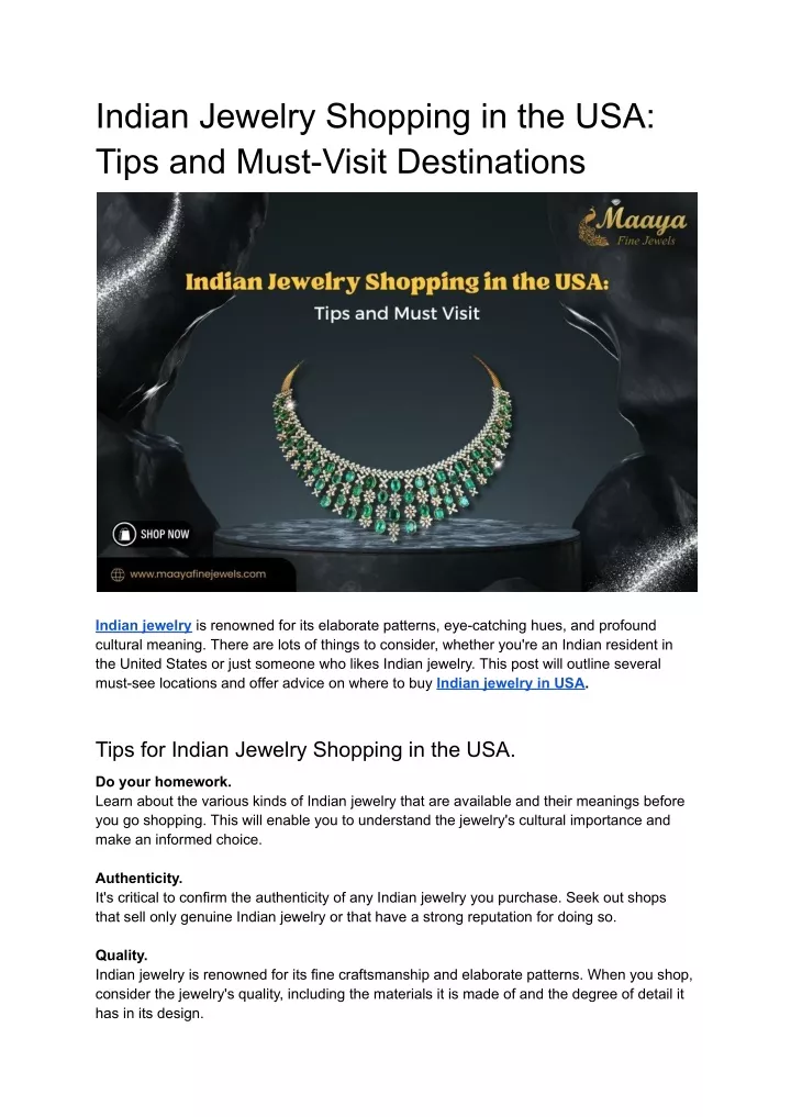 indian jewelry shopping in the usa tips and must