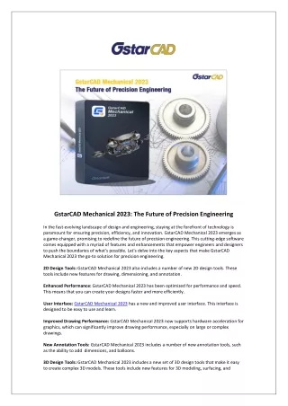 GstarCAD Mechanical 2023: The Future of Precision Engineering