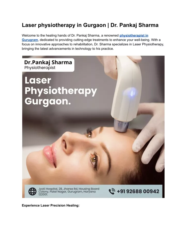 laser physiotherapy in gurgaon dr pankaj sharma
