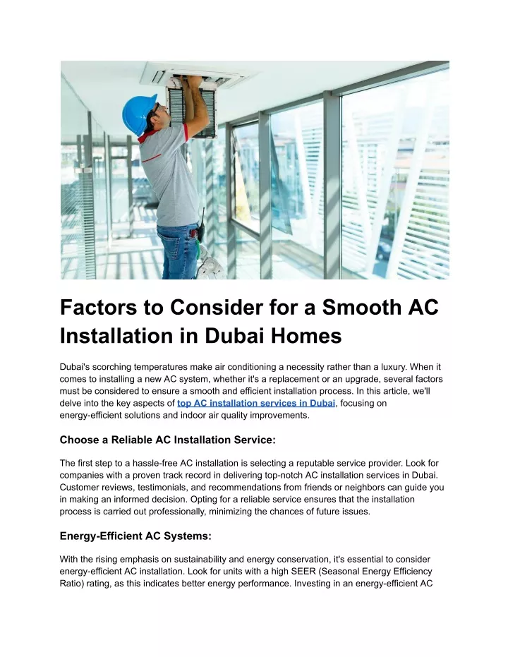 factors to consider for a smooth ac installation