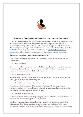 Erection of Conveyors And Equipment- An Intricate Engineering