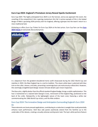 Euro Cup 2024 England's Premature Jersey Reveal Sparks Excitement