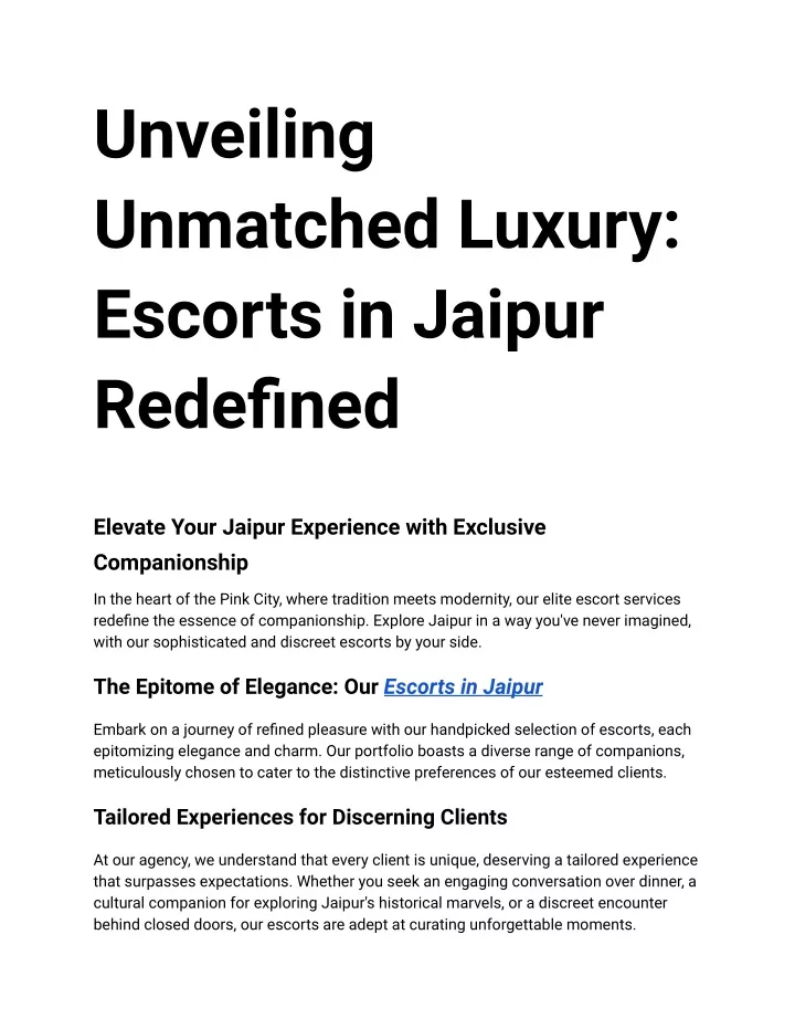unveiling unmatched luxury escorts in jaipur