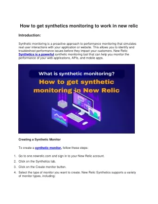 How to get synthetics monitoring to work in new relic