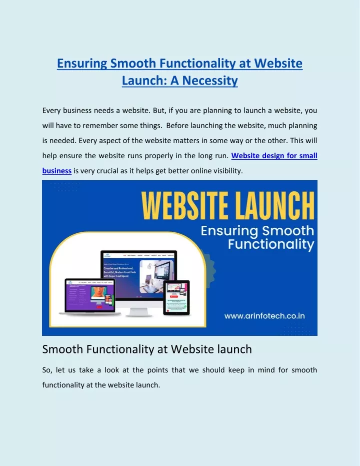ensuring smooth functionality at website launch