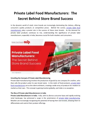 Private Label Food Manufacturers The Secret Behind Store Brand Success