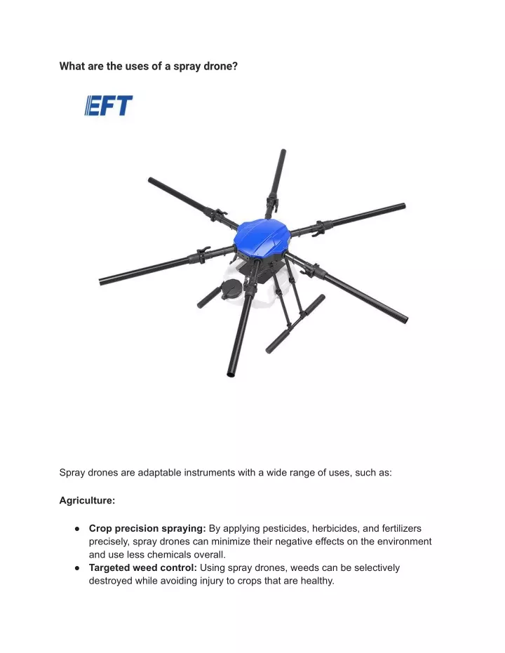 what are the uses of a spray drone