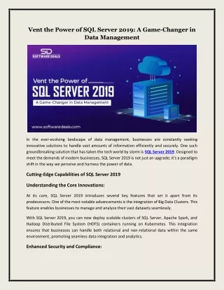 Vent the Power of SQL Server 2019: A Game-Changer in Data Management