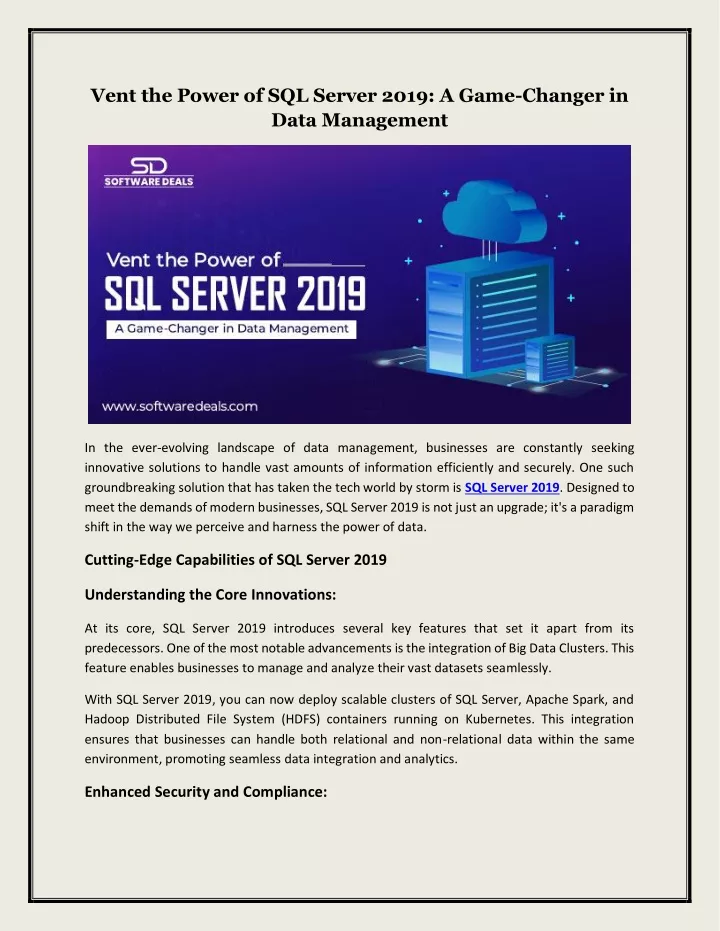 vent the power of sql server 2019 a game changer