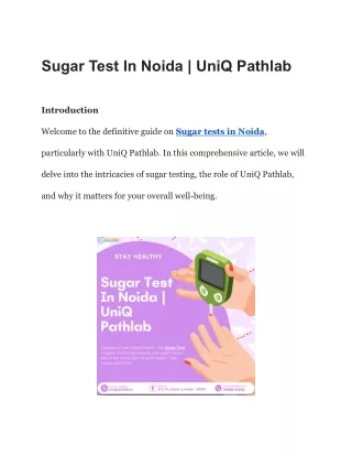 sugar test in noida uniq pathlab