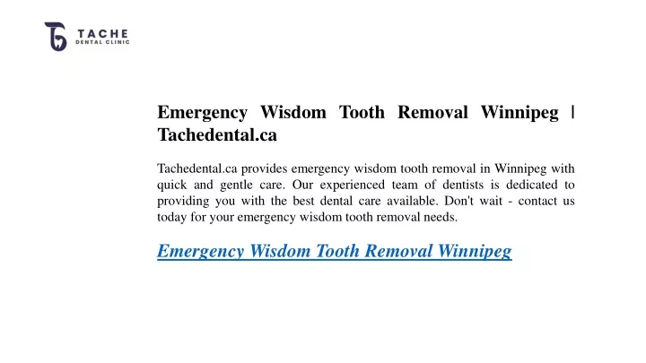 emergency wisdom tooth removal winnipeg