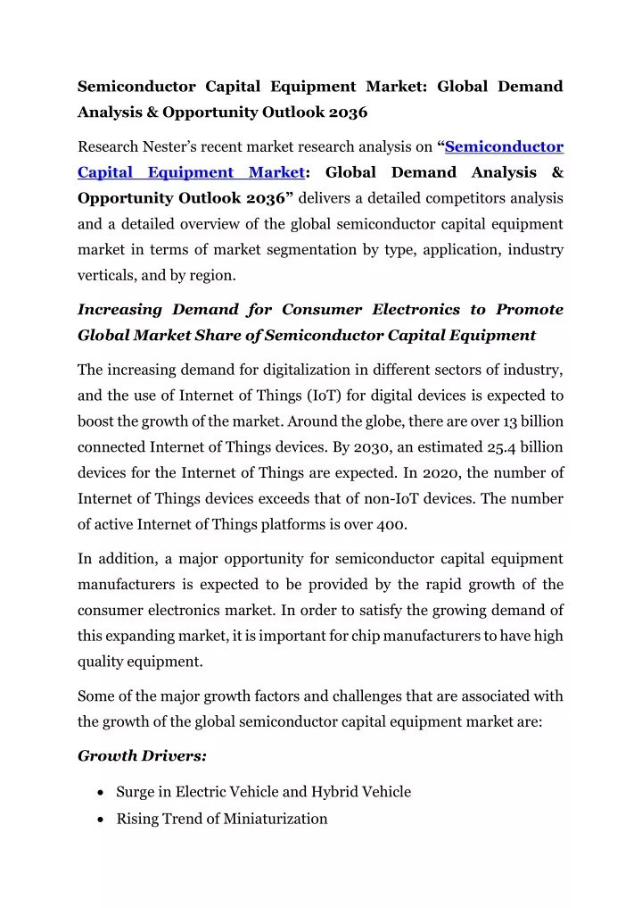 semiconductor capital equipment market global