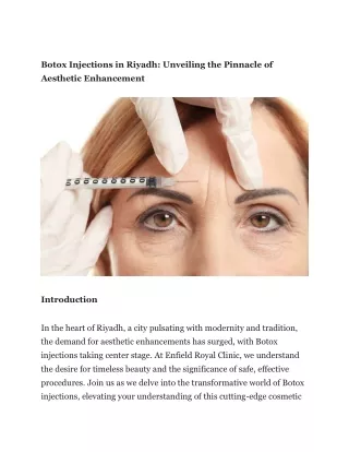 Botox Injections in Riyadh