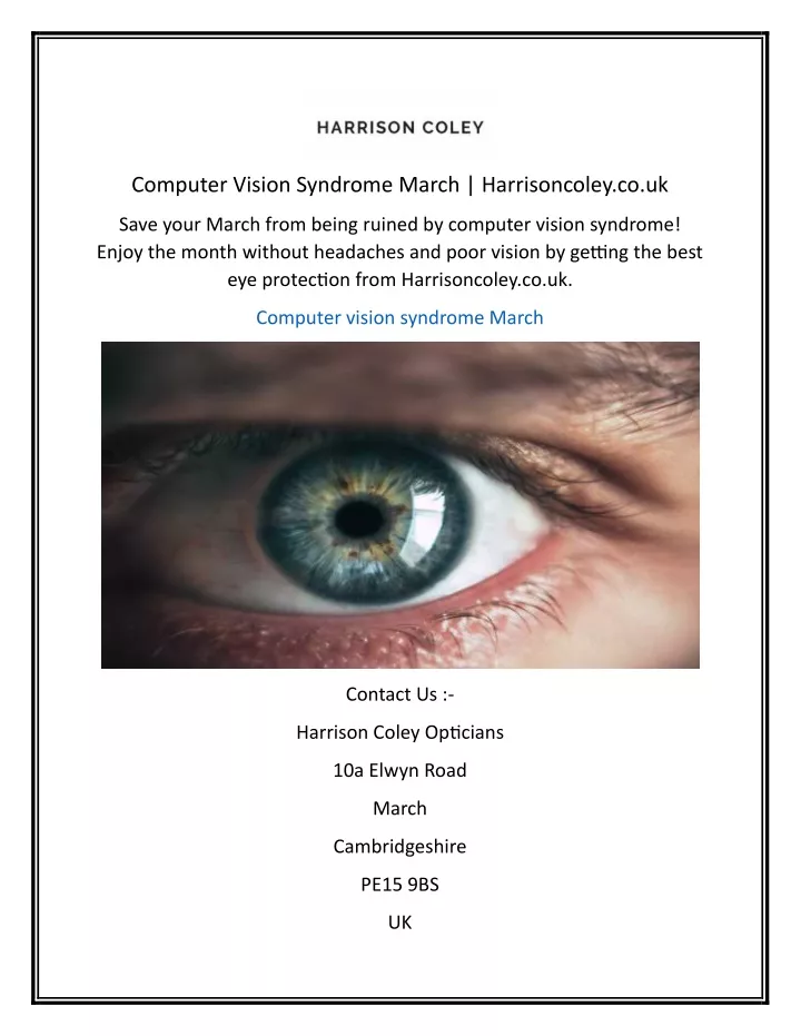 computer vision syndrome march harrisoncoley co uk