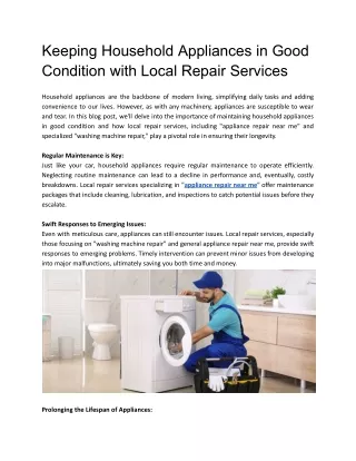 keeping household appliances in good condition