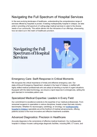Navigating the Full Spectrum of Hospital Services
