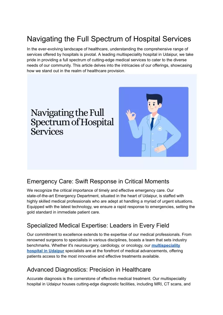 navigating the full spectrum of hospital services
